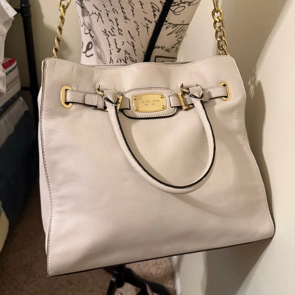 Vintage Michael Kors Hamilton Cream Leather Handbag